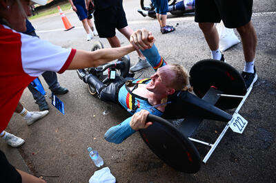 Picture by Olly Hassell/SWpix.com - 04/09/2026 - Cycling - 2026 UCI Para-cycling Road World Championships - Huntsville, Alabama, United States of America - Men H3 Individual Time Trial (ITT) - Marvin Odent (Belgium) wins to become World Champion