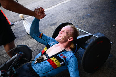 Picture by Olly Hassell/SWpix.com - 04/09/2026 - Cycling - 2026 UCI Para-cycling Road World Championships - Huntsville, Alabama, United States of America - Men H3 Individual Time Trial (ITT) - Marvin Odent (Belgium) wins to become World Champion