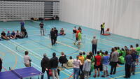 actiefoto badmintonwedstrijd dubbelspel